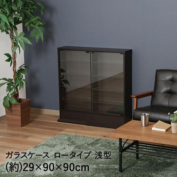 不二貿易 ガラスコレクションケース ロータイプ 浅型(ブラック ガラス コレクションケース ロータイプ 浅型 ブラック 不二貿易