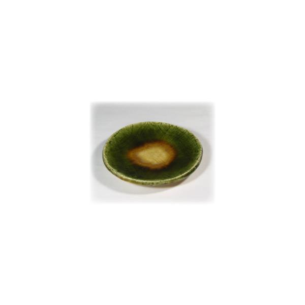 織部の丸小皿 青織部銘々皿 陶芸家中島春草の伝統工芸作品【瀬戸赤津焼