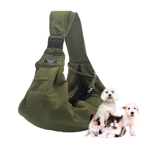 Joebo ペットスリング ペット バッグ 抱っこ紐 犬猫兼用 通気性 抱っこ紐 ポケットと安全ロープ付き 斜めショルダーバッグ お出かけ抱