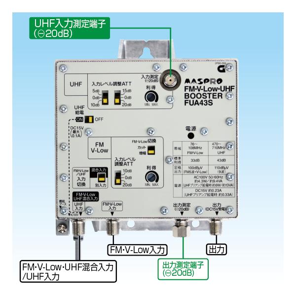 マスプロ（MASPRO） 共同受信用 UHF・FMブースター FUA43S : セイコー