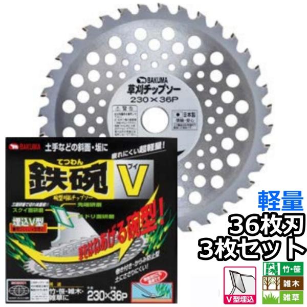 バクマ　碗ダフルV 草刈　刈払チップソー　255×36P VWL-36 10枚 バクマ 碗ダフルV 草刈 刈払チップソー 255×36P VWL-36 10枚 草刈