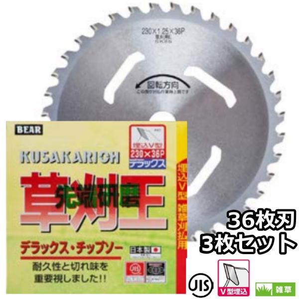 バクマ工業 草刈機用 チップソー 替刃 草刈王先端研磨 36枚刃 230mm