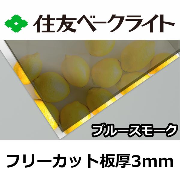 住友 ポリカーボネート板 3mm ブルースモーク フリーカット 切り売り 7,280円/1平米 UVカット 紫外線 両面耐候 カーポートなどに