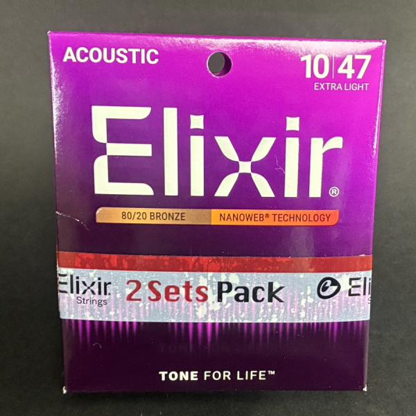 他サイト： 送料込み！2パックSET　Elixir NANOWEB 80/20ブロンズ Extra Light .010-.047 #11002の商品画像