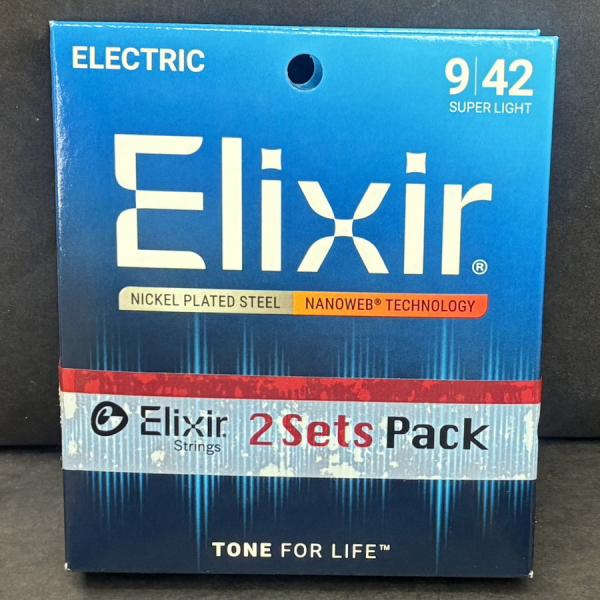 他サイト： 送料込み！2SET！Elixir  エレキギター弦 NANOWEB Super Light .009-.042 #12002の商品画像