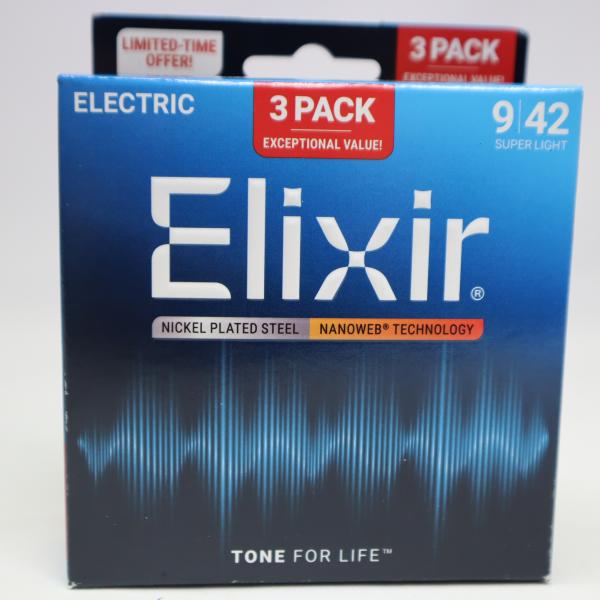 他サイト： 3SETバック　Elixir  NANOWEB Super Light .009-.042 #12002送料込み！の商品画像