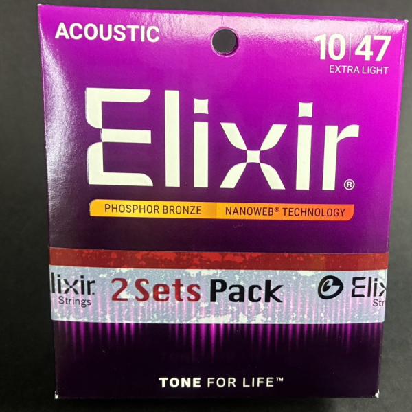 他サイト： 送料込み！2パックSET　Elixir NANOWEB フォスファーブロンズ Extra Light .010-.047#16002の商品画像