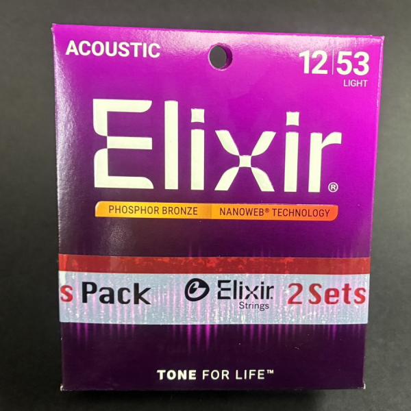他サイト： 送料込み！2パックSET　Elixir  NANOWEB フォスファーブロンズ Light .012-.053#16052の商品画像