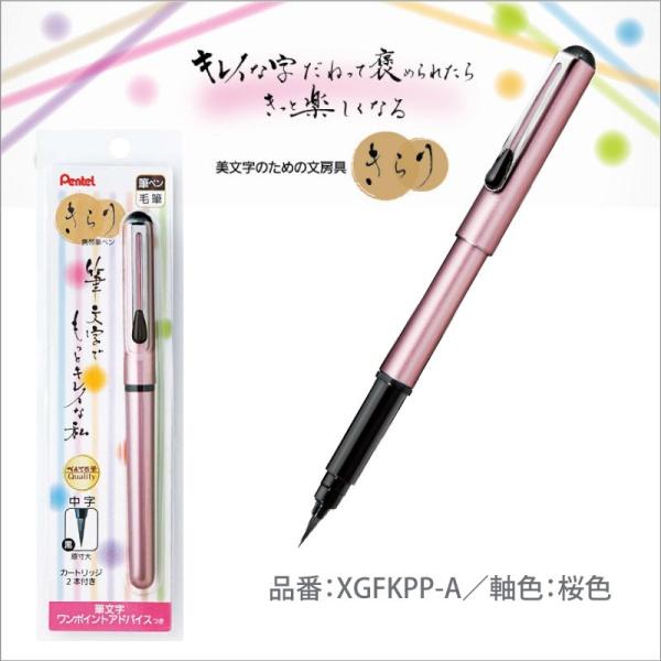筆ペン ぺんてる筆 携帯筆ペン きらり 毛筆 桜色 Xgfkpp A Choquenet Com