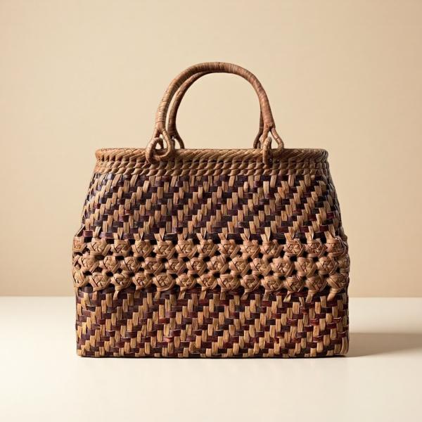 桜皮、山葡萄 桜皮かごバッグ、山葡萄かごバッグ 手作り 籠バッグ 花