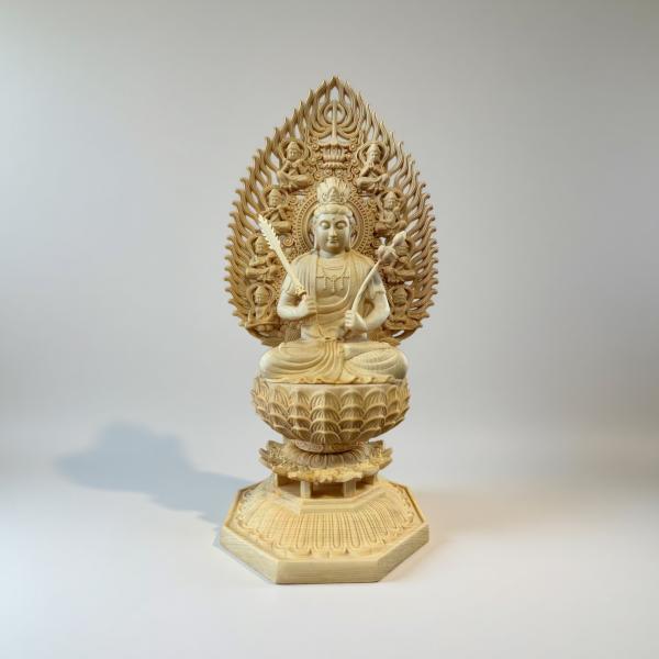 銅製 仏像 虚空蔵菩薩仏像 家内仏堂 奉納 装飾品 工芸品 置物 仏像 虚空蔵菩薩像 虚空蔵菩薩 檜木 木彫 仏具 (約)高28cm×幅12cm×奥行