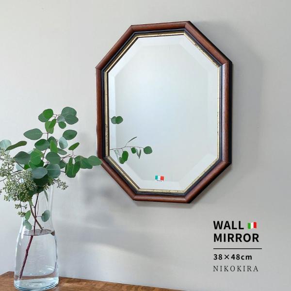 壁掛けミラー おしゃれ 鏡 ミラー ウォールミラー 八角ミラー 八角鏡 開運 風水 祝い インテリア 洗面 玄関 トイレ 新築 ベルトーチ 期間限定 イタリア アンティーク