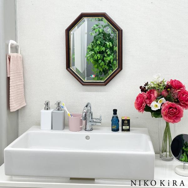 壁掛けミラー おしゃれ 鏡 ミラー ウォールミラー 八角ミラー 八角鏡 開運 風水 祝い インテリア 洗面 玄関 トイレ 新築 ベルトーチ 期間限定 イタリア アンティーク