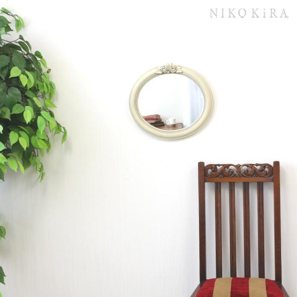 鏡 壁掛けミラー おしゃれ ミラー ウォールミラー ローズ 薔薇 バラ かわいい 待望 化粧鏡 フレンチ 白 アイボリー 玄関 ホワイト 楕円 アンティーク トイレ まる