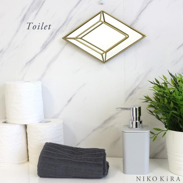 購入 ゴールド 風水 開運 おしゃれ 壁掛け ミラー 鏡 ウォール 真鍮 ひし形 北欧 インテリア 洗面 かわいい モダン トイレ 玄関