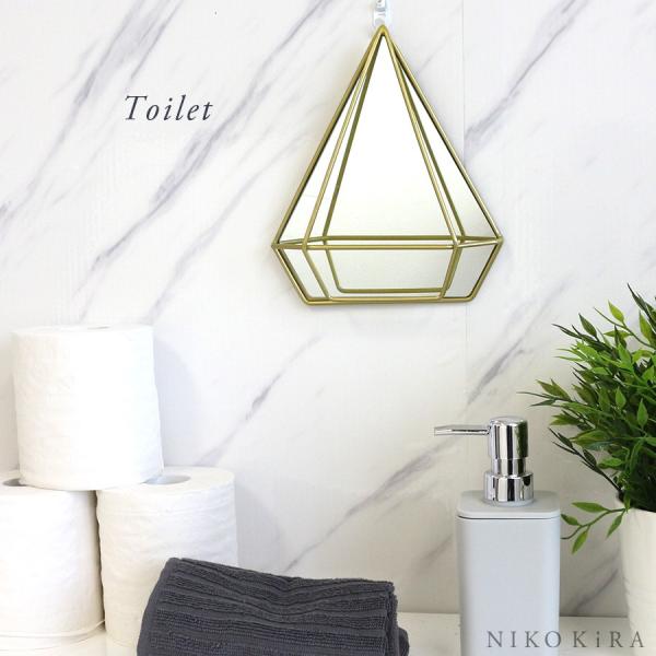 ゴールド 風水 開運 おしゃれ 壁掛け ミラー 鏡 インテリア モダン ウォール 北欧 真鍮 マート トイレ ダイヤ