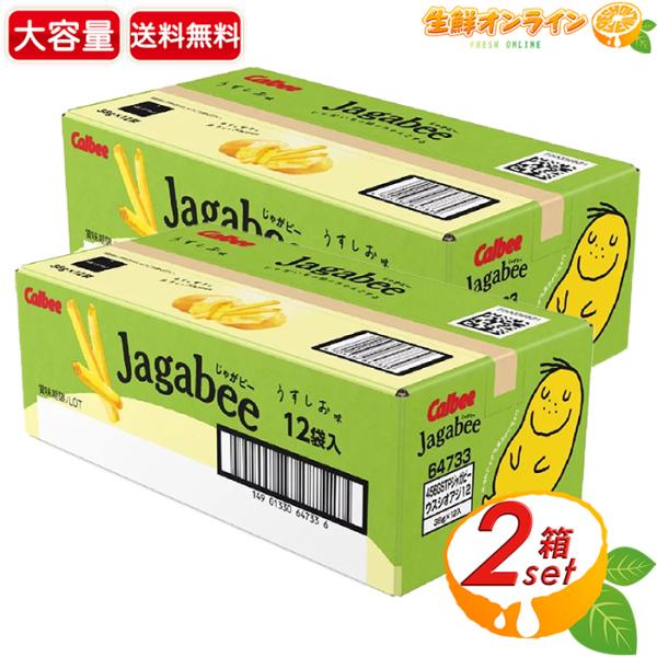 【Calbee】Jagabee じゃがビー うすしお味 大容量 456g (38g×12袋入)×2セット 皮つきじゃがいもスティック ジャガビー カルビー お菓子 おやつ【コストコ】