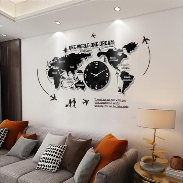 壁掛け時計 世界地図 壁時計 北欧世界時計 世界地図 プレゼント 寝室 