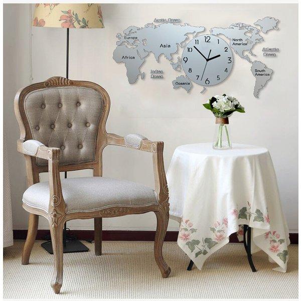 [未使用]世界地図　壁掛け時計 世界地図壁時計 壁掛け時計 北欧世界時計 世界地図 ナチュラル