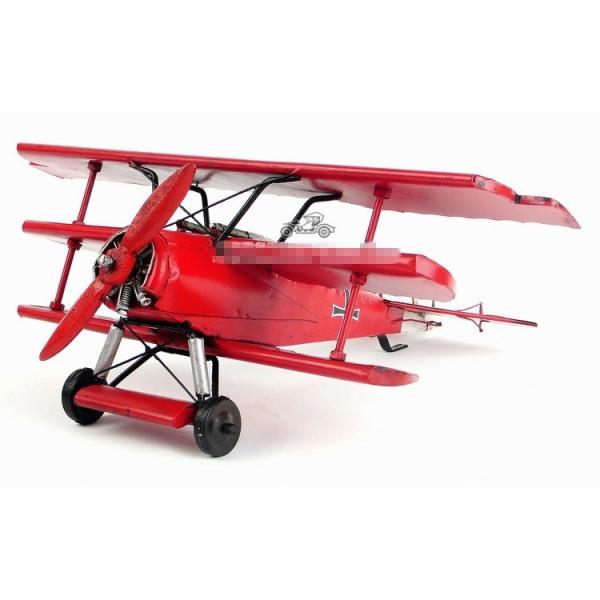 フォッカーDr.I レッドバロン 三葉機 Germany Red Baron ブリキ製 模型飛行機 ビンテージ (全て手作り) mot99