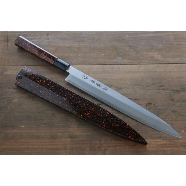 堺 孝行 四季彩 金茶 INOX 柳刃包丁 240mm 漆塗り柄 鞘付き : 清助刃物
