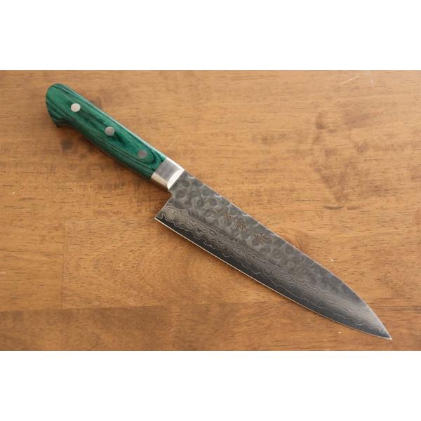 堺 孝行 V金10号 17層ダマスカス 牛刀包丁 和包丁 180mm 緑合板柄