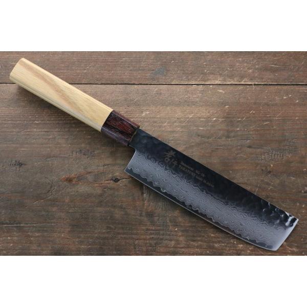 堺 孝行 V金10号 33層ダマスカス 菜切包丁 160mm ケヤキ柄 : 清助刃物