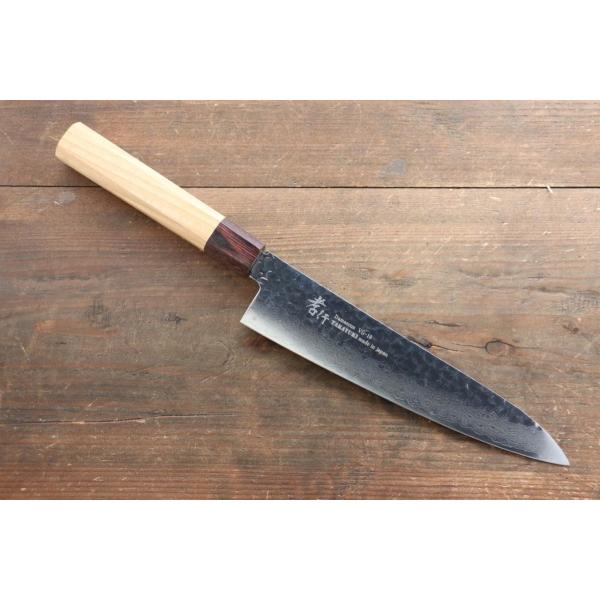 V10号金 シェフナイフ ダマスカス鋼 刃渡210mm 木柄 V10号金 シェフナイフ ダマスカス鋼 刃渡210mm 木柄