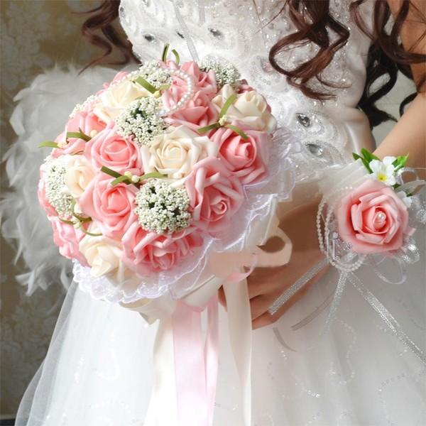ウエディングブーケ ブートニア 完成品 花束 花飾り 結婚式 ウエディングブーケ ブートニア 完成品 花束 花飾り 結婚式