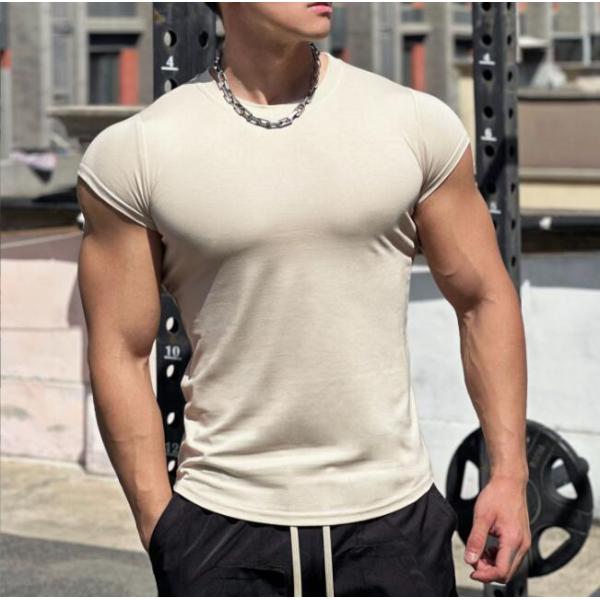 シンプル Tシャツ メンズ クルーネック ティーシャツ 半袖 トップス スポーツウェア ストレッチ トレーニングウェア ドッキング ジム フィットネス 男性 運動