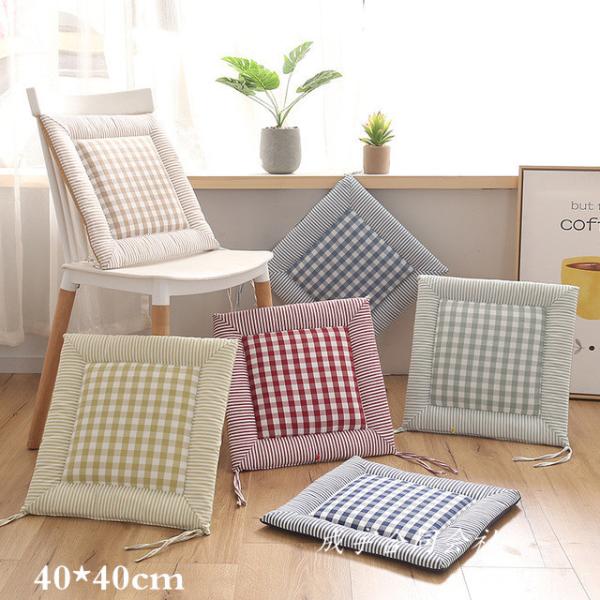 棉麻 コットンリネン 座布団 北欧 おしゃれ 40*40cm チェック柄