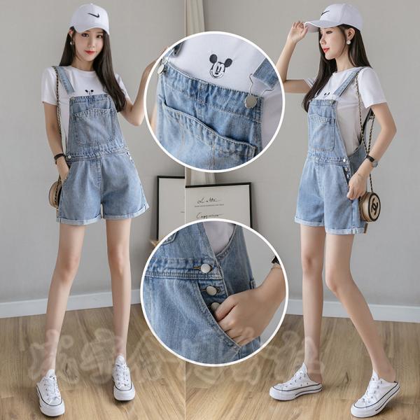 ハイウエスト デニム ショートパンツ レディース サロペットパンツ