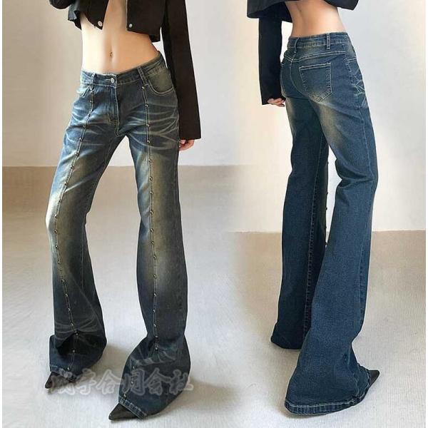 ローライズ デニムパンツ レディース デニムワイドパンツ スキニー