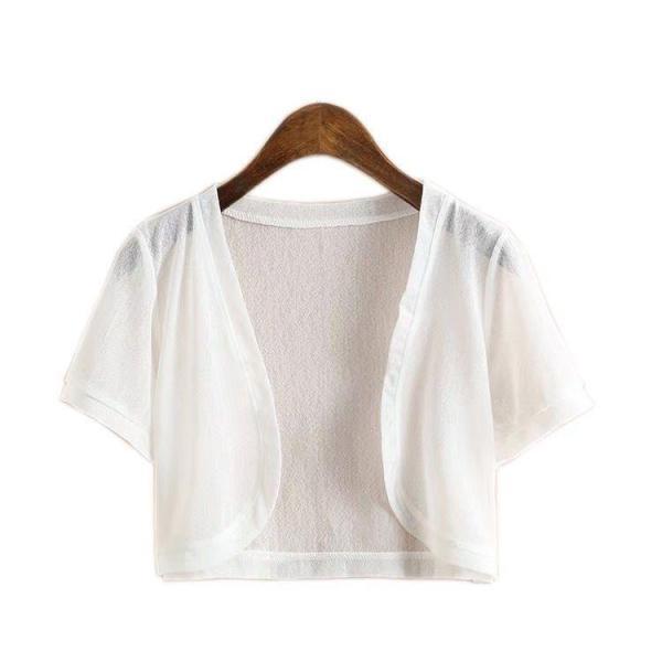 ショートボレロカーディガン UVカット ショート丈 夏 冷房対策 半袖 トップス ボレロカーディガン 羽織り 薄手 ショートカーディガン