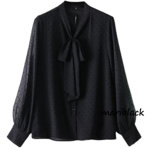 ブラウス レディース トップス シャツ ボウタイシャツ 長袖 長そで