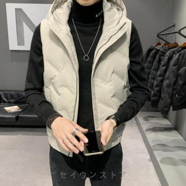 ダウンベスト メンズ フード付き ライト トレンド 保温 軽量