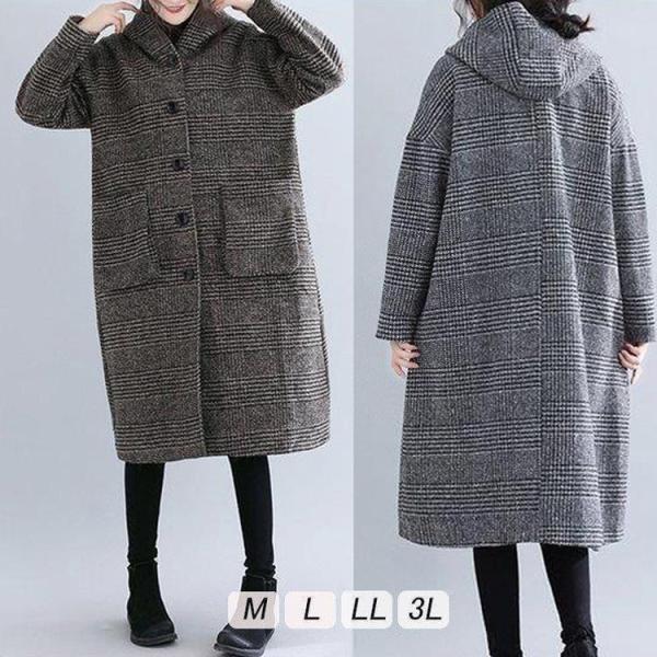 コート キルティングコート レディース 裏起毛 チェック柄 アウター フード付 体型カバー 大きいサイズ 30代 40代 50代 コート キルティングコート レディース 裏起毛 チェック柄 アウター