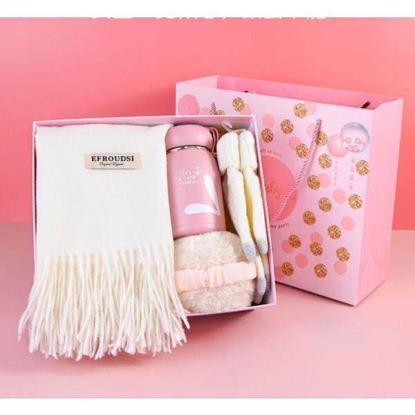 レディース 耳当て カシミヤ マフラー 手袋 保温水筒 ギフトセット