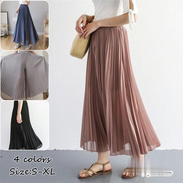 シフォンプリーツワイドパンツ レディース ワイドパンツ