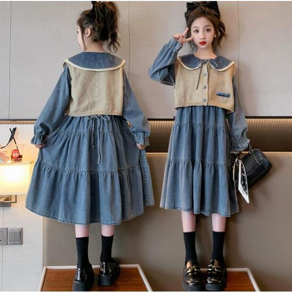 BAPE KIDS デニムワンピース ノースリーブ 子供服 ワンピース 160 子ども服 キッズ 女の子 デニムワンピース