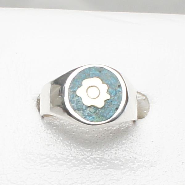 メキシカンジュエリー シルバー フラワー 花 シグネットリング ヴィンテージ seiyou-garasu_acmx-5-1023