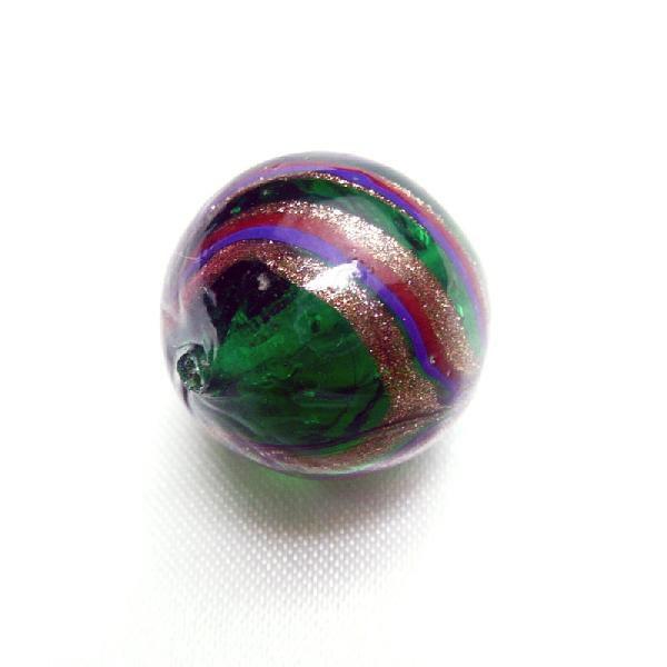 ベネチアンガラス ビーズ トンド 丸 18mm 玉 グリーン ベネチアン 