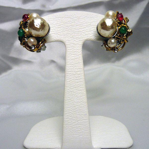 イヤリング イタリア製 ヴィンテージ スワロフスキー クリスタル  