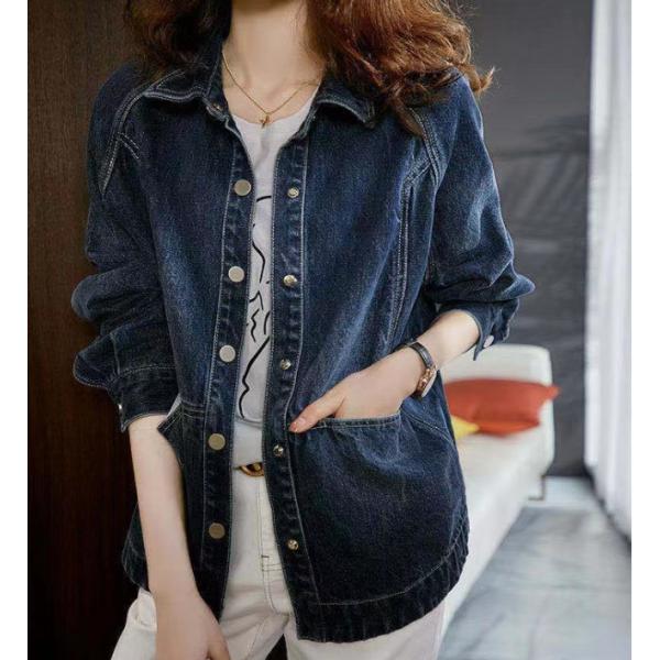 デニムジャケット レディース 40代 秋服 ショート丈ジャケット 大きめ デニムGジャン デニムコート 春コート カジュアル 韓国風 40代アウター オシャレ大人 50代