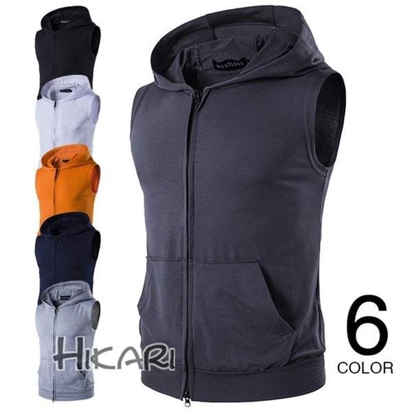 ノースリーブパーカー ジップパーカー メンズ 袖なし パーカー 薄手パーカー 夏パーカー 無地 サマー ファッション Sekihkr 良品店ヤフーショップ 通販 Yahoo ショッピング