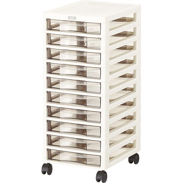 カラーは アイボリー・ダークブラウンの2色からお選び頂けます。キャスターのみ取付。実用性とインテリア性を兼ねそろえたハイセンスラック。リビングやデスク周りの小物収納に最適です。キャスター付きで移動がラクラクできます。スモークの引出しで適度に...