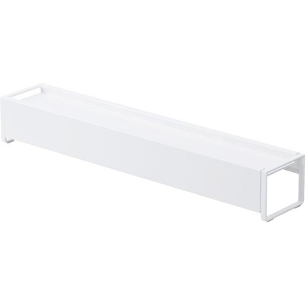 棚付きの排気口カバー。スパイスや調味料などが置けるガード付きの棚で排気口の上を有効活用！グリル使用時は後ろへずらすだけ。対応サイズ：幅約43〜80cmまでのビルトインガスコンロ、IHクッキングヒーター排気口カバーの高さ：約1.5cm以下サイ...