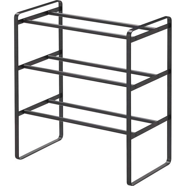 伸縮自在の3段シューズラック！玄関スペースや靴の量に合わせて横幅を調整可能！男性のシューズなら最大約12足、女性のヒールなら最大約16足収納可能。2台使用し積み重ねて利用すれば収納力もアップ。お客様組立品。商品サイズ(約)：W41〜70×D...