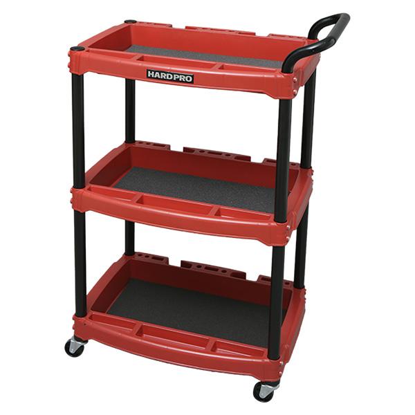 かさばる工具をまとめて収納できる、工具用ワゴンです。運搬性を追求したハンドルを搭載。ネジを収納できるポケットや、背面にはコードが収納できるコードリール付です。また、工具を保護するスポンジシートも付いています。キャスター付き。商品サイズ(約)...