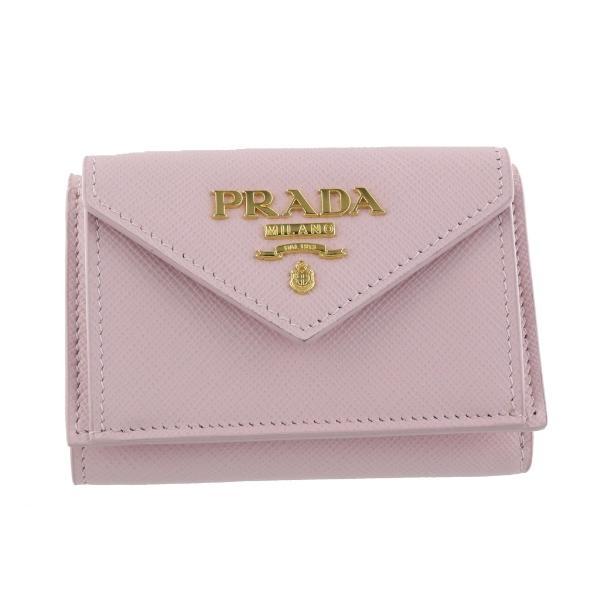 新品10万 正規 プラダ 三つ折り財布 1MH021 ピンク コンパクト PRADA（プラダ） PRADA三つ折り財布 レディース ピンク 1MH021 ZLP